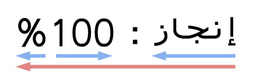 テキスト全体の書字方向はアラビア語としての書字方向(右から左)だが、数字部分は左から右に表記